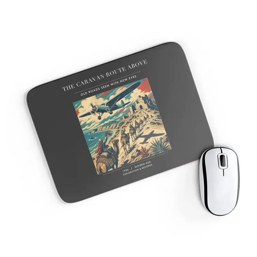VINTAGE G4332 - The Caravan Route Above - Designed Mouse Pads design on black rectangle