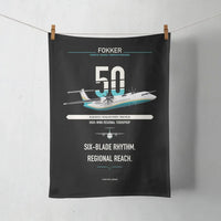 Thumbnail for Fokker 50 design on black towel