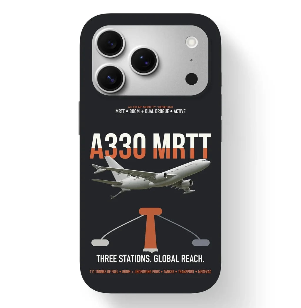 Airbus A330 MRTT design on black magsafe iphone case, for iPhone 17 Pro