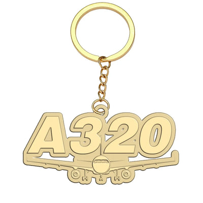 Super Airbus A320 aviation hollow key chain in polished alloy.