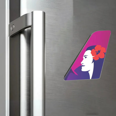 Hawaiian Airlines aviation design tail magnet in 3D metal with magnetic back.