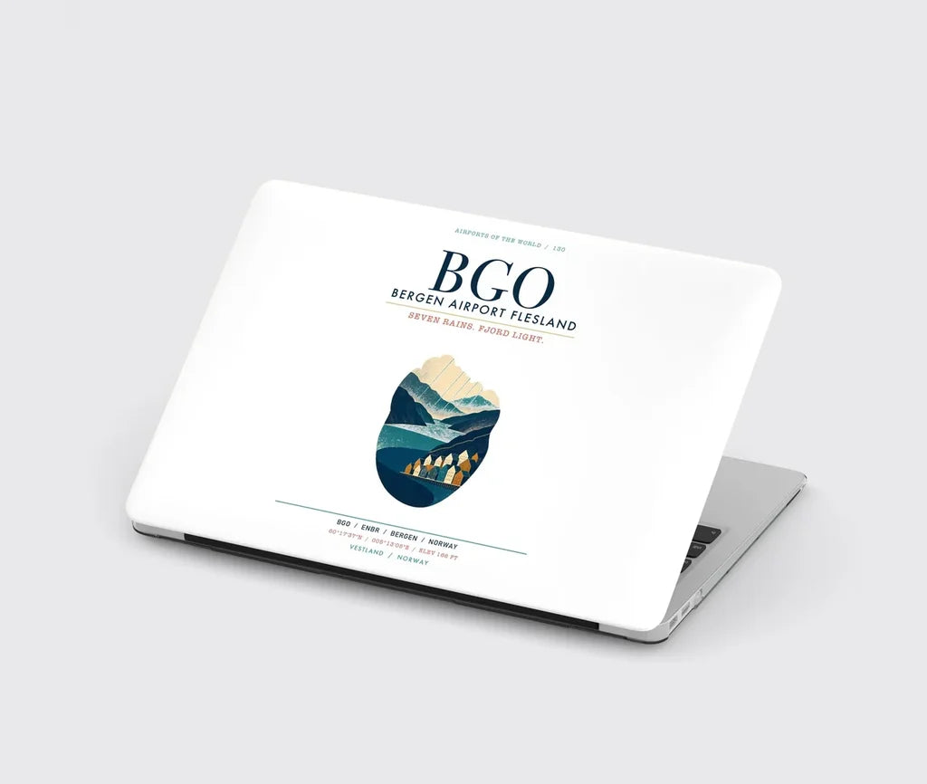 Bergen Airport Flesland (BGO) design on white MacBook case