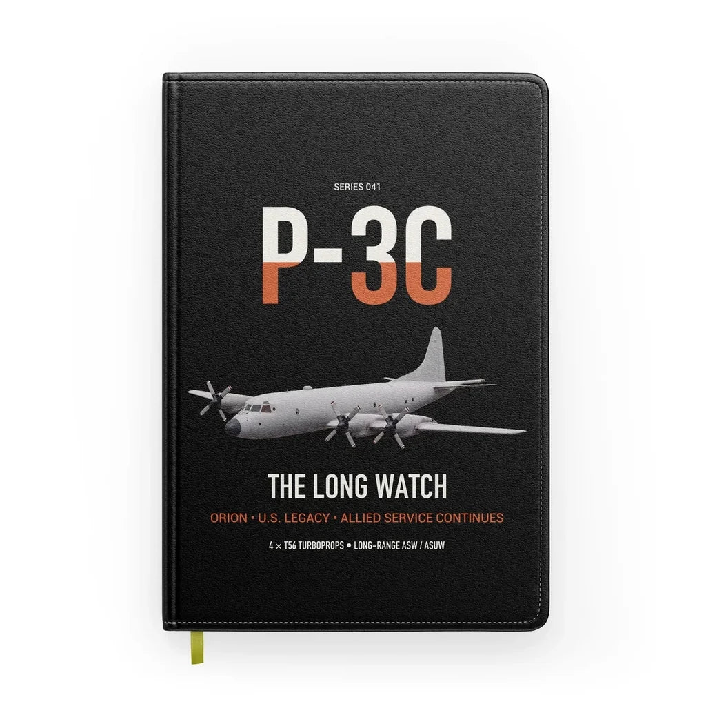 P-3C Orion design on black notebook