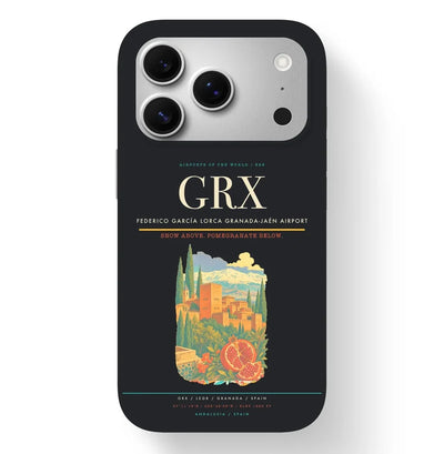 Granada Airport (GRX) design on black iPhone 17 Pro MagSafe case