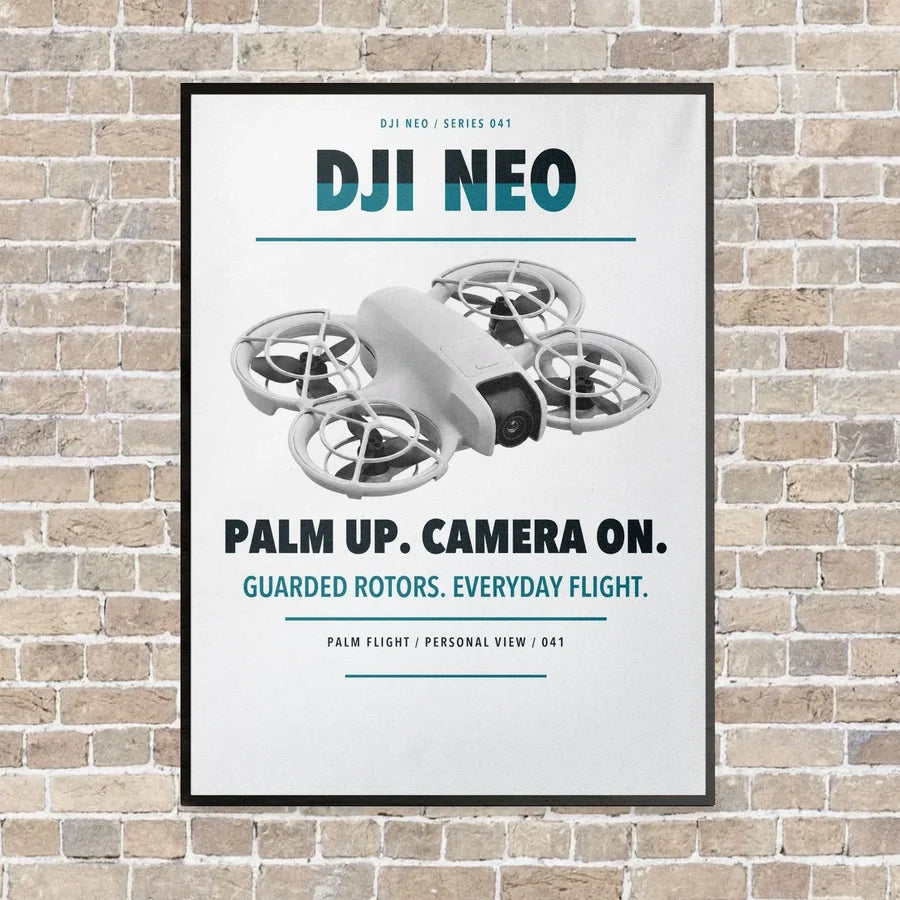 DJI Neo vertical canvas print - framed - white background