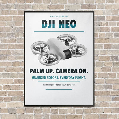 DJI Neo vertical canvas print - framed - white background