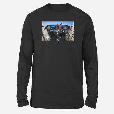 Cessna 172 Cockpit Long-Sleeve aviation design printed on soft cotton long-sleeve T-shirt.