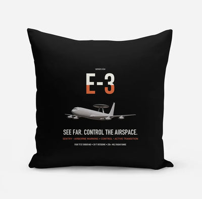 E-3 Sentry AWACS design on black pillow