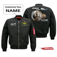Thumbnail for Airbus A320neo & V2500 Engine Pilot Jackets (Customizable) aviation design printed on comfortable shell with classic fit desi.