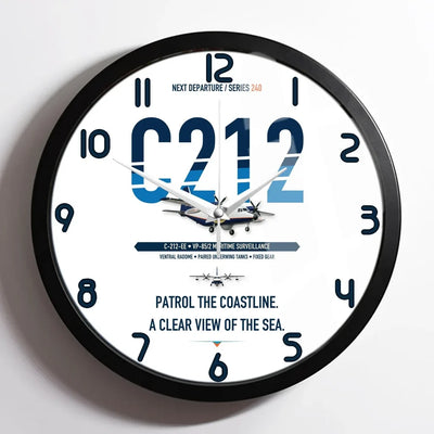 Airbus C212 Maritime Surveillance Aircraft design on white framed wall clock