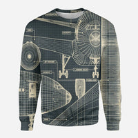 Thumbnail for Airplanes Fuselage & Details aviation design printed on soft cotton blend 3D sweatshirt.