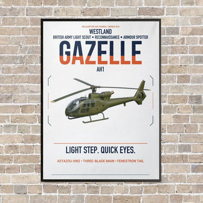 Westland Gazelle AH1 vertical canvas print - framed - white background
