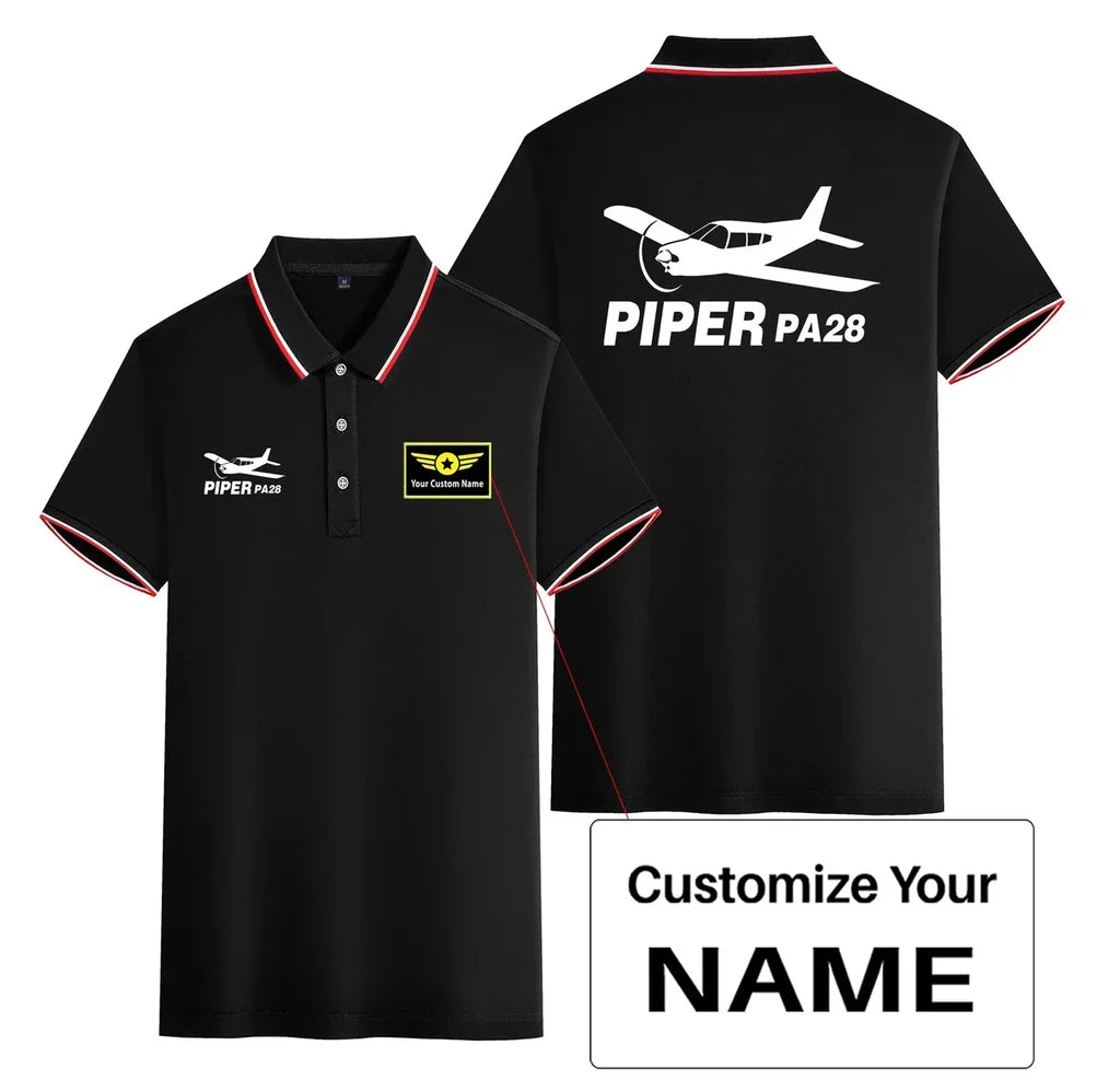 The Piper PA28 Stylish Polo T-Shirts (Double-Side) aviation design printed on soft cotton stylish double-side polo.