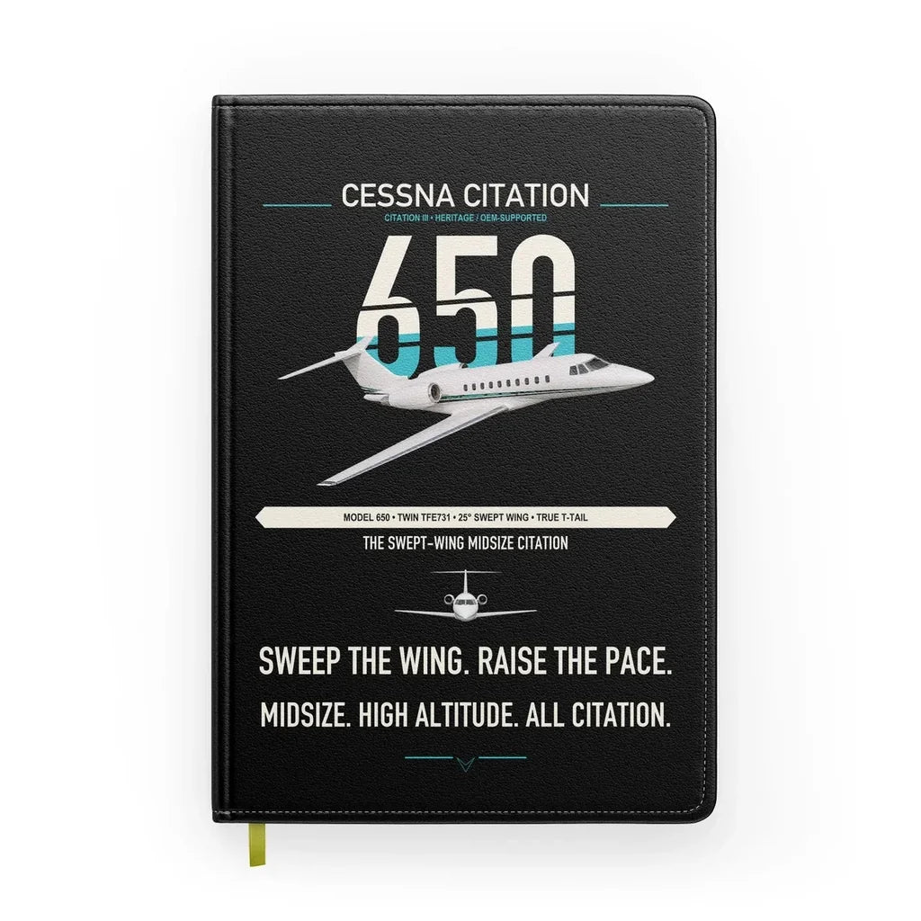 Cessna Citation 650 - Citation III design on black notebook