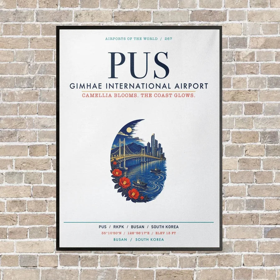 Gimhae International Airport Busan PUS vertical canvas print - framed - white background