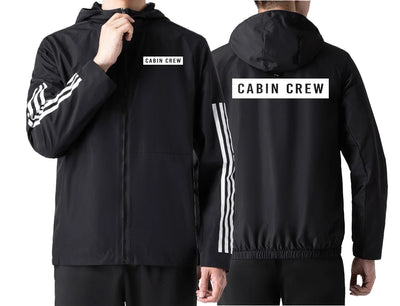 Cabin Crew Text Sport Style aviation design printed on lightweight windproof shell windbreaker.