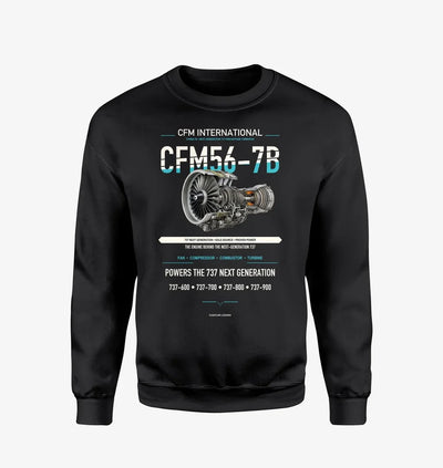 CFM56-7B design on black sweatshirt