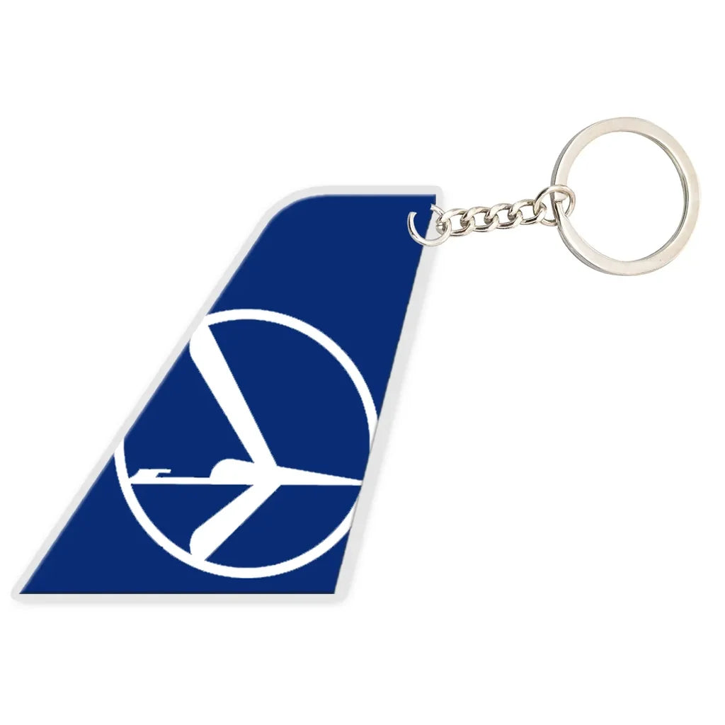 LOT Polish Airlines aviation aircraft-tail key chain, acrylic body, metal ring.