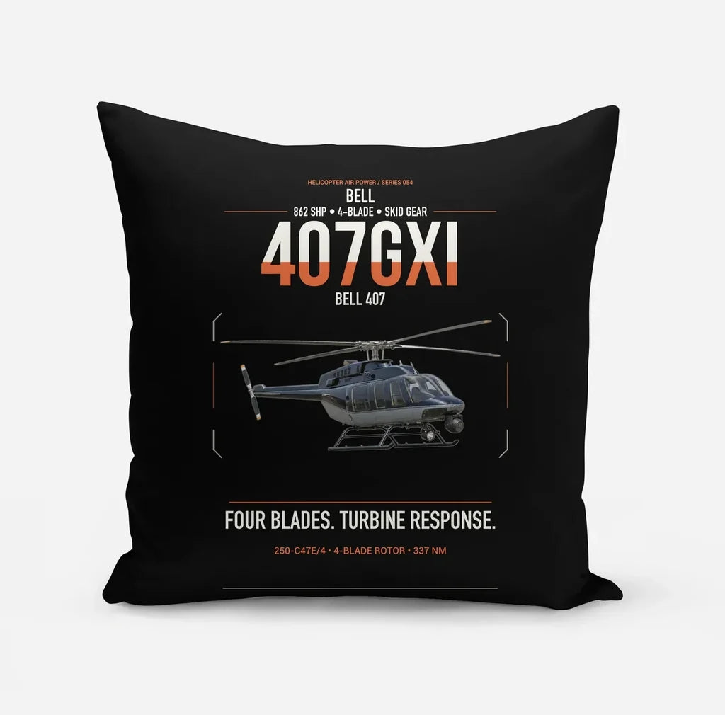 Bell 407GXi design on black pillow