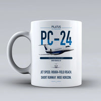 Thumbnail for Pilatus PC-24 design on white ceramic mug, double-side print