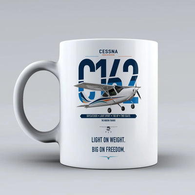 Cessna 162 Skycatcher design on white ceramic mug, double-side print
