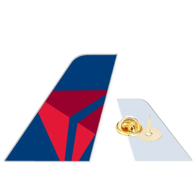 Delta Airlines (Delta Air Lines) aviation design tail-shape badge pin in polished alloy.