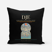 Thumbnail for Djerba-Zarzis International Airport (DJE) design on black pillow
