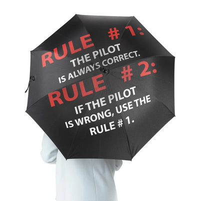 Rule 1 - Pilot is Always Correct aviation design on windproof polyester umbrella.