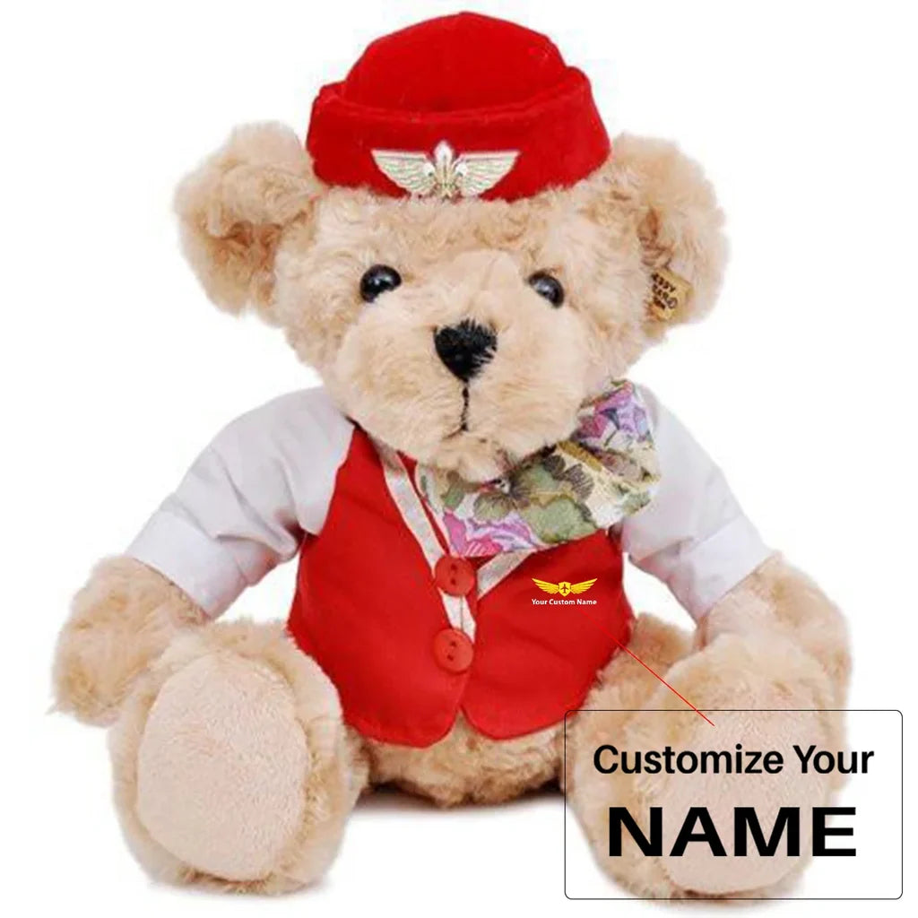 Custom Name (Badge 2) Cabin Crew & Captain Pilot& Teddy Bear & Dolls aviation pilot essential in premium aviation-grade build.