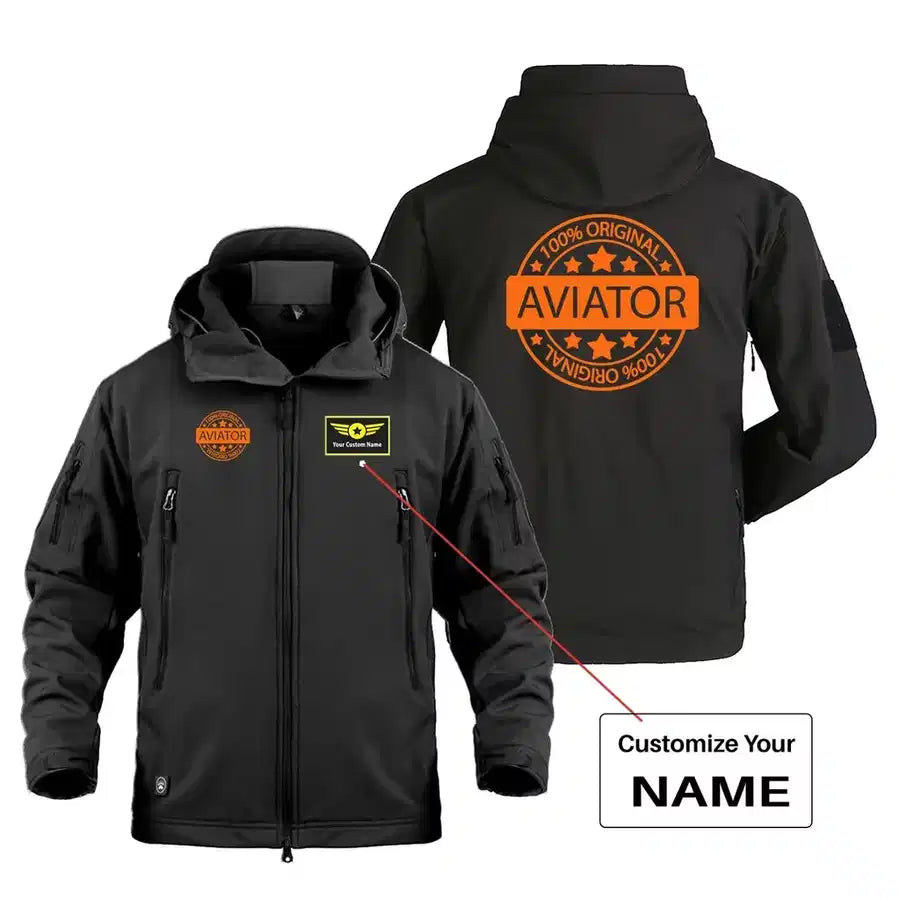 100 Original Aviator Military Jackets (Customizable) aviation design printed on heavy cotton shell with field-style pockets m.