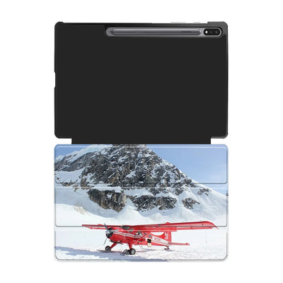 Amazing Snow Airplane aviation themed tablet case for Samsung tablet.