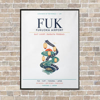 Thumbnail for Fukuoka Airport FUK vertical canvas print - framed - white background