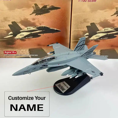 Side view of 1/100 Boeing F/A-18F Super Hornet Carrier-Based multirole fighter Airplane Model aviation military aircraft model.