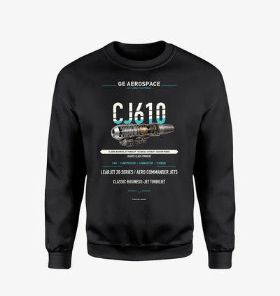 CJ610 design on black sweatshirt