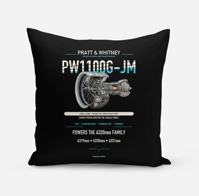 PW1100G-JM design on black pillow
