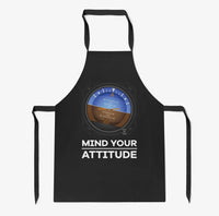 Thumbnail for Mind Your Attitude aviation design on durable cotton blend kitchen apron.
