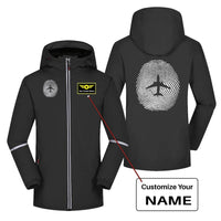 Thumbnail for Aviation Finger Print Rain Coats & aviation design printed on waterproof shell with full-length cut rain coat.