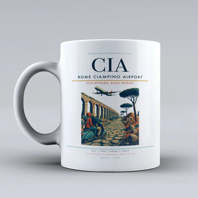 Rome Ciampino Airport (CIA) airport code design on white ceramic mug