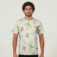 Thumbnail for Seamless 3D Airplanes aviation design printed on soft cotton 3D-print T-shirt.