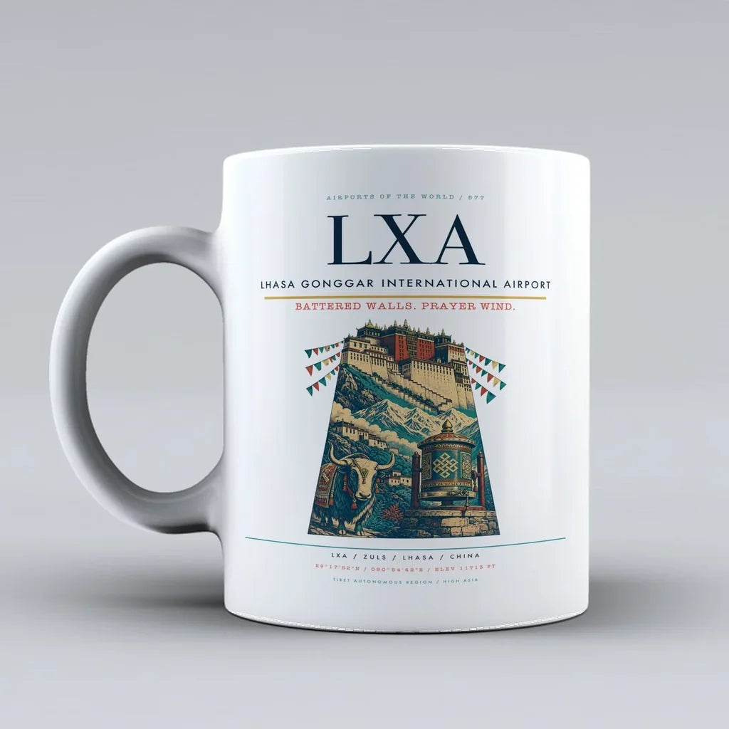 Gonggar International Airport LXA Mug design on white lhasa