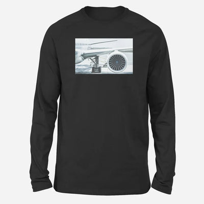 Amazing Aircraft & Engine Long-Sleeve aviation design printed on soft cotton long-sleeve T-shirt.