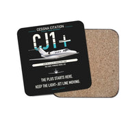 Thumbnail for Cessna Citation CJ1+ design on black 1 piece coaster