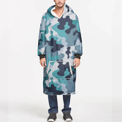 Military Camouflage Green aviation design on soft fleece blanket hoodie.