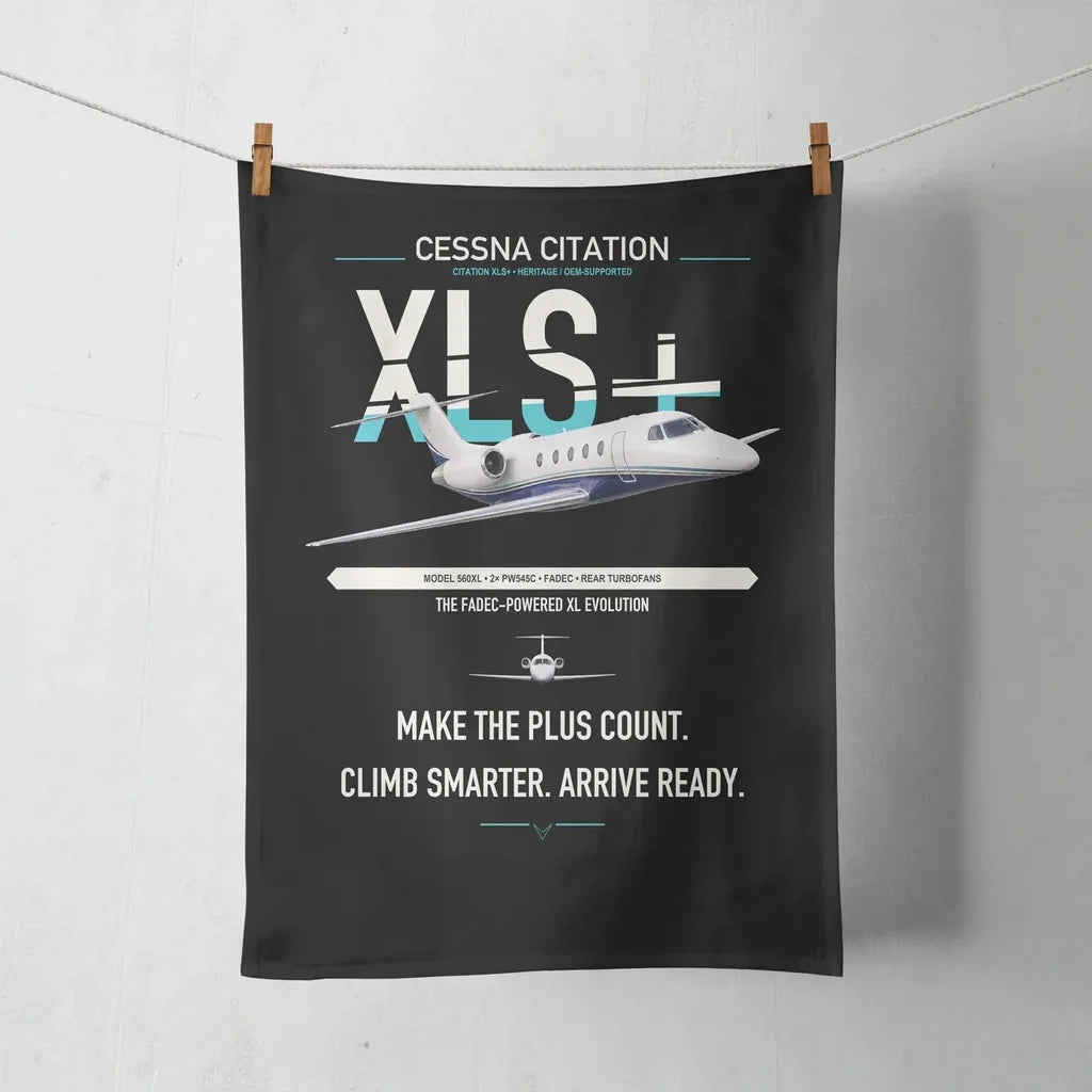 Cessna Citation XLSPlus design on black towel