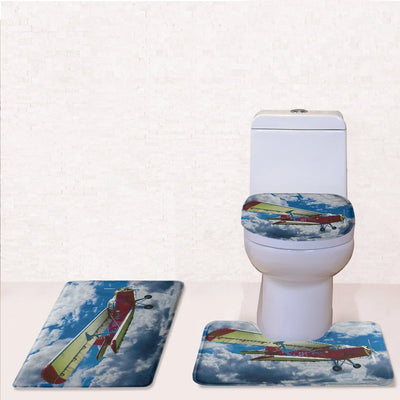 Beautiful Clouds & Antonov-2 Toilet Seat Cover Three-piece aviation print on soft fabric toilet seat cover set.
