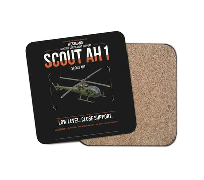 Westland Scout AH1 design on black 1 piece coaster