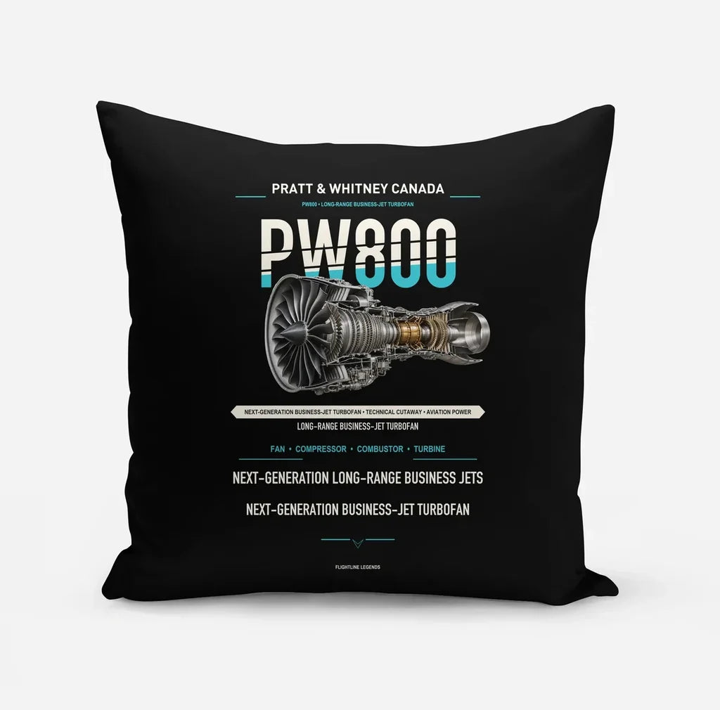 PW800 design on black pillow