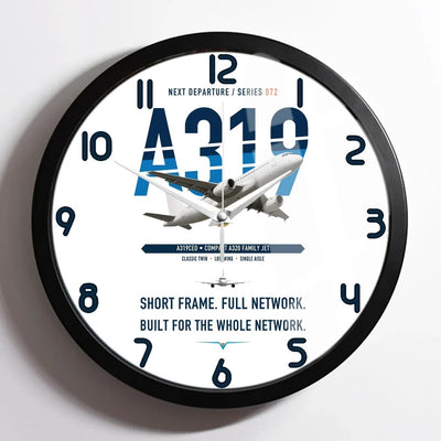Airbus A319ceo design on white framed wall clock
