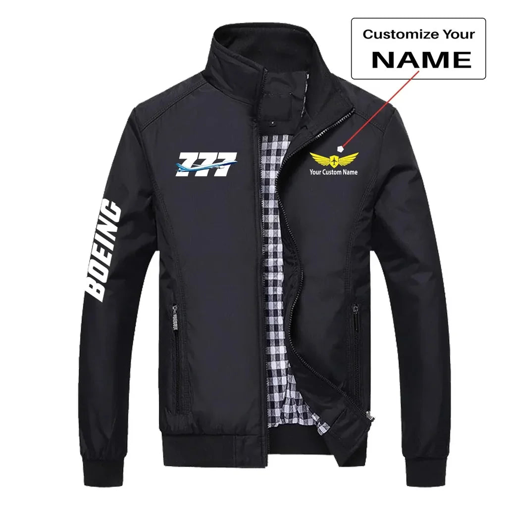 Super Boeing 777 aviation design printed on modern shell with tailored fit stylish jacket.