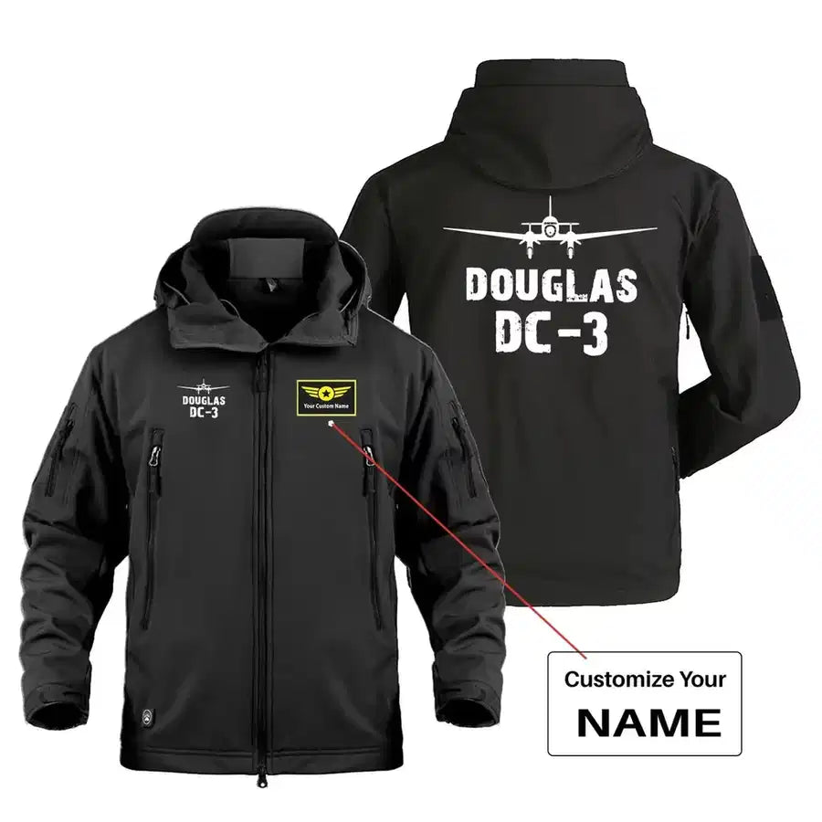 Douglas DC-3 & Plane Military Jackets (Customizable) aviation design printed on heavy cotton shell with field-style pockets m.